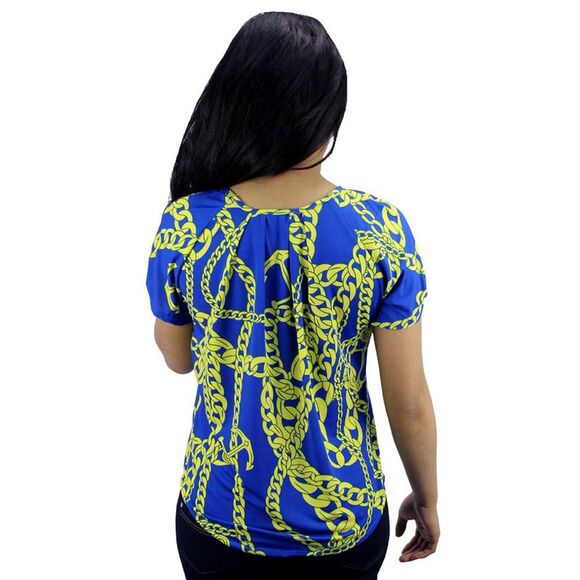 Nautical Faux Button Down Anchor Chain Blouse - Picture 3 of 3